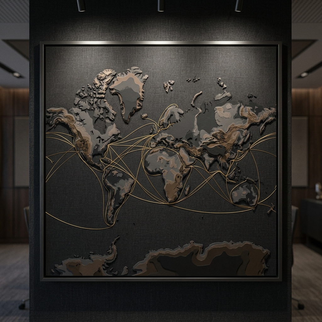 全球貿易航線地圖示意